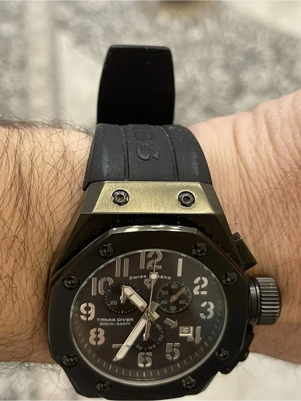 Swiss Legend Trimix Diver Men's Black Chronograph Watch 46mm 20ATM 660ft Date